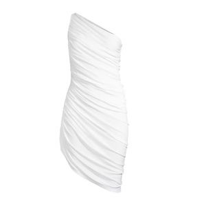 New Norma Kamali Diana One-shoulder Ruched Stretch Jersey Dress Size Small